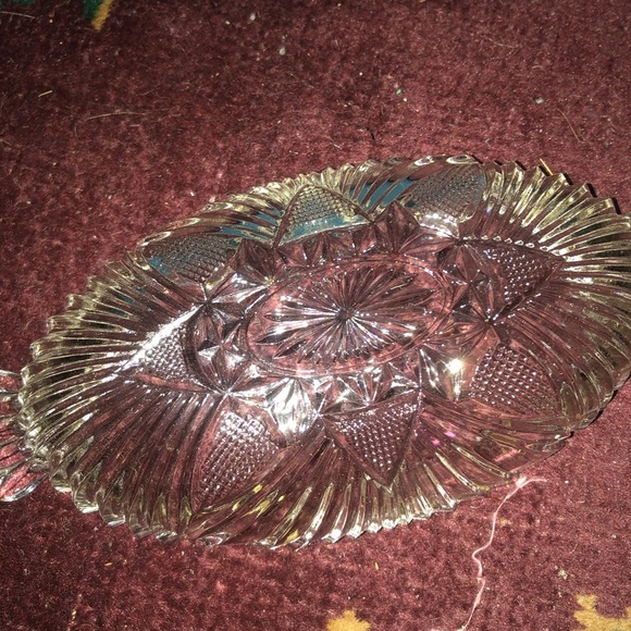Intricate hazel atlas 573 clear handled olive oval relish dish - preloved - Picture 5 of 6